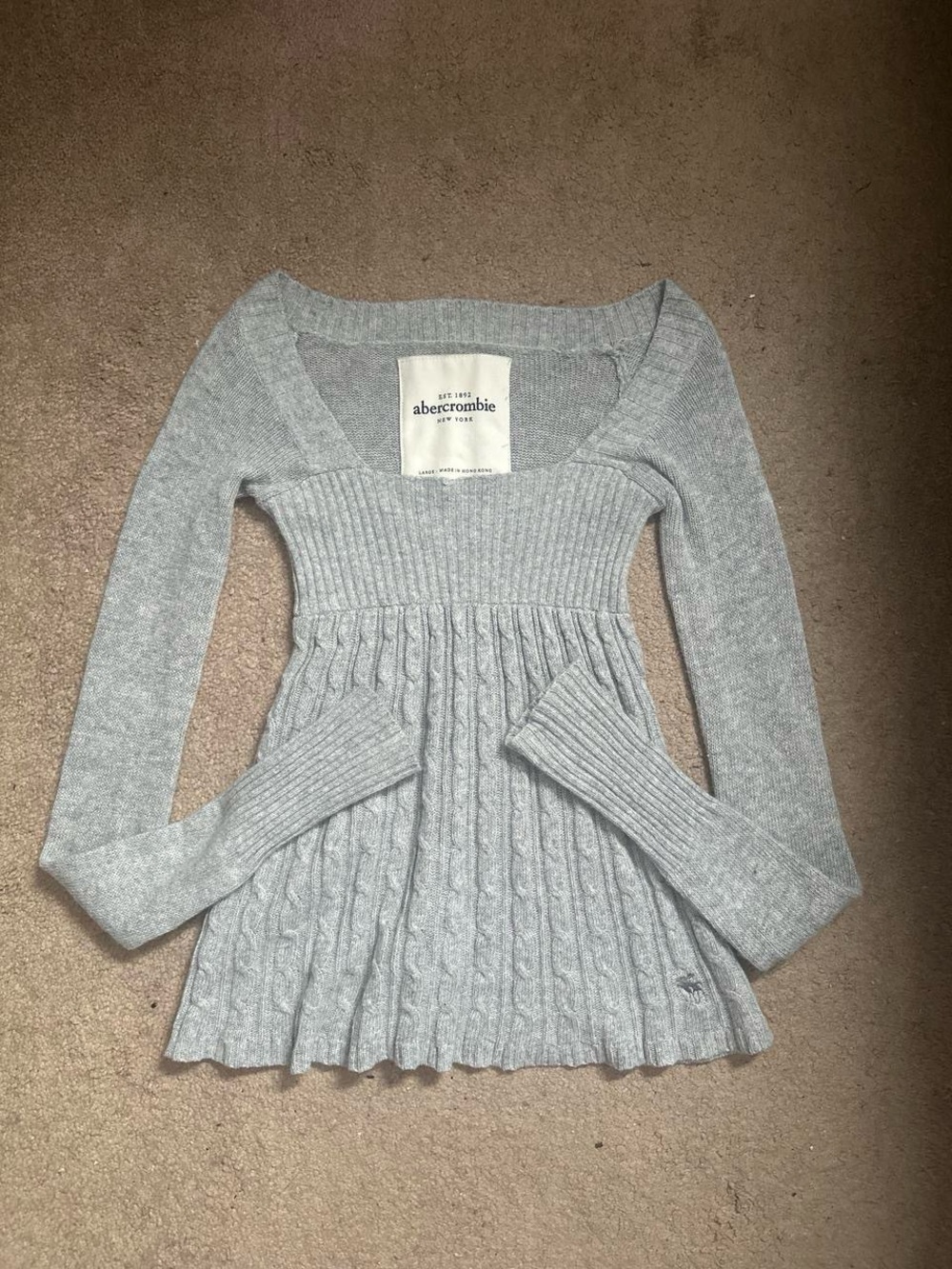 Vintage Abercrombie & Fitch Gray Babydoll Sweater Top